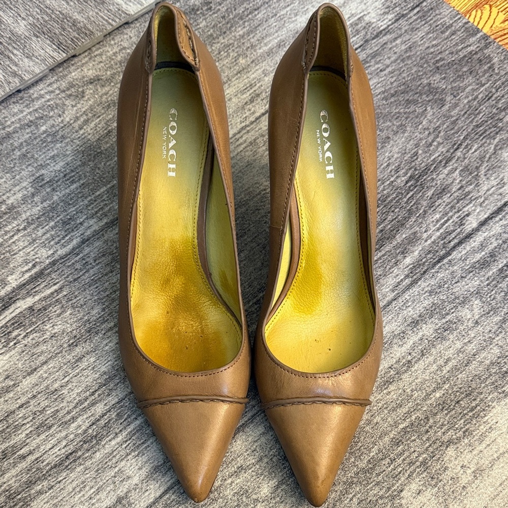 Coach Tan Pointed Toe Heels